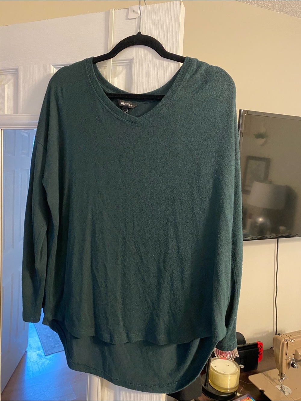 Well Worn Deep Teal V-Neck Women's Sweater